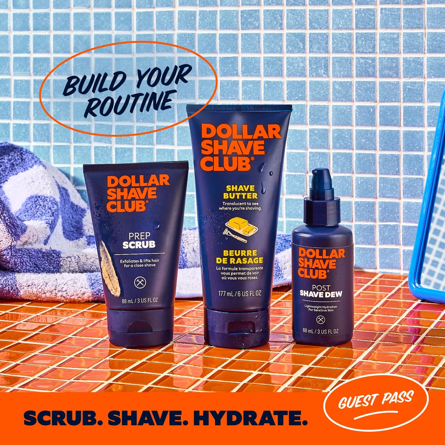 Dollar Shave Club | The Guest Pass Shave Set | 2 Swift Rinse Refill Cartridges, 1 Handle (Green), 1 Razor Cover, Razors for Men