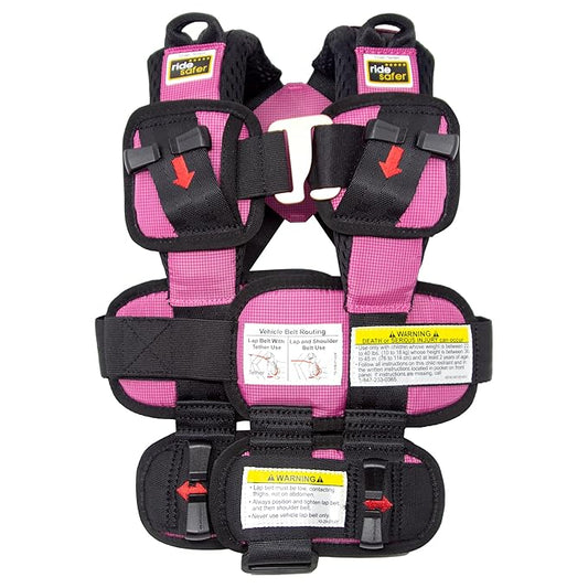 RideSafer - Extra Small (XS) Pink, Lightweight, Compact, Portable Car Seat, 2+ Years; 26.5–40 lb - Perfect for Travel and Everyday Child Safety