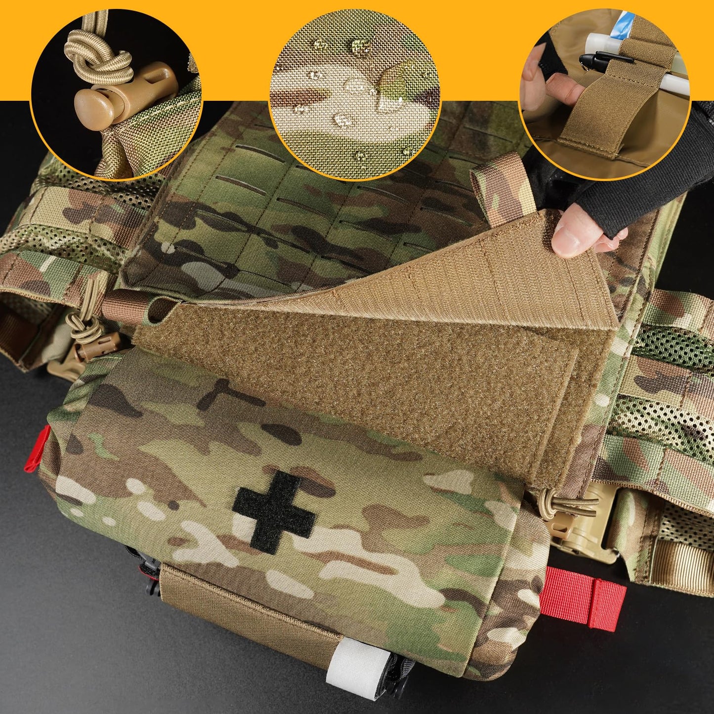 PETAC GEAR Tactical First Aid Drop Dump Pouch, Micro Medical Trauma Roll Up Drop Pouch EMT IFAK Sub Abdominal Carrying Bag with Hook-N-Loop (MC)