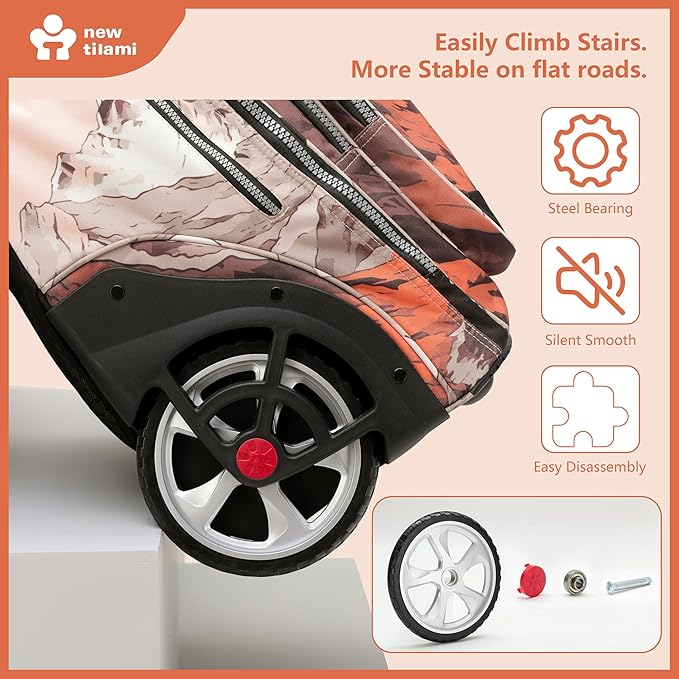 NEW TILAMI 20" Rolling Backpack for Teens Adults, Climbing Stairs Waterproof Backpack with Wheels for School Business Trave Camping with Laptop Compartment, Fit 17 Inch Laptop, Pcturesque Mountain