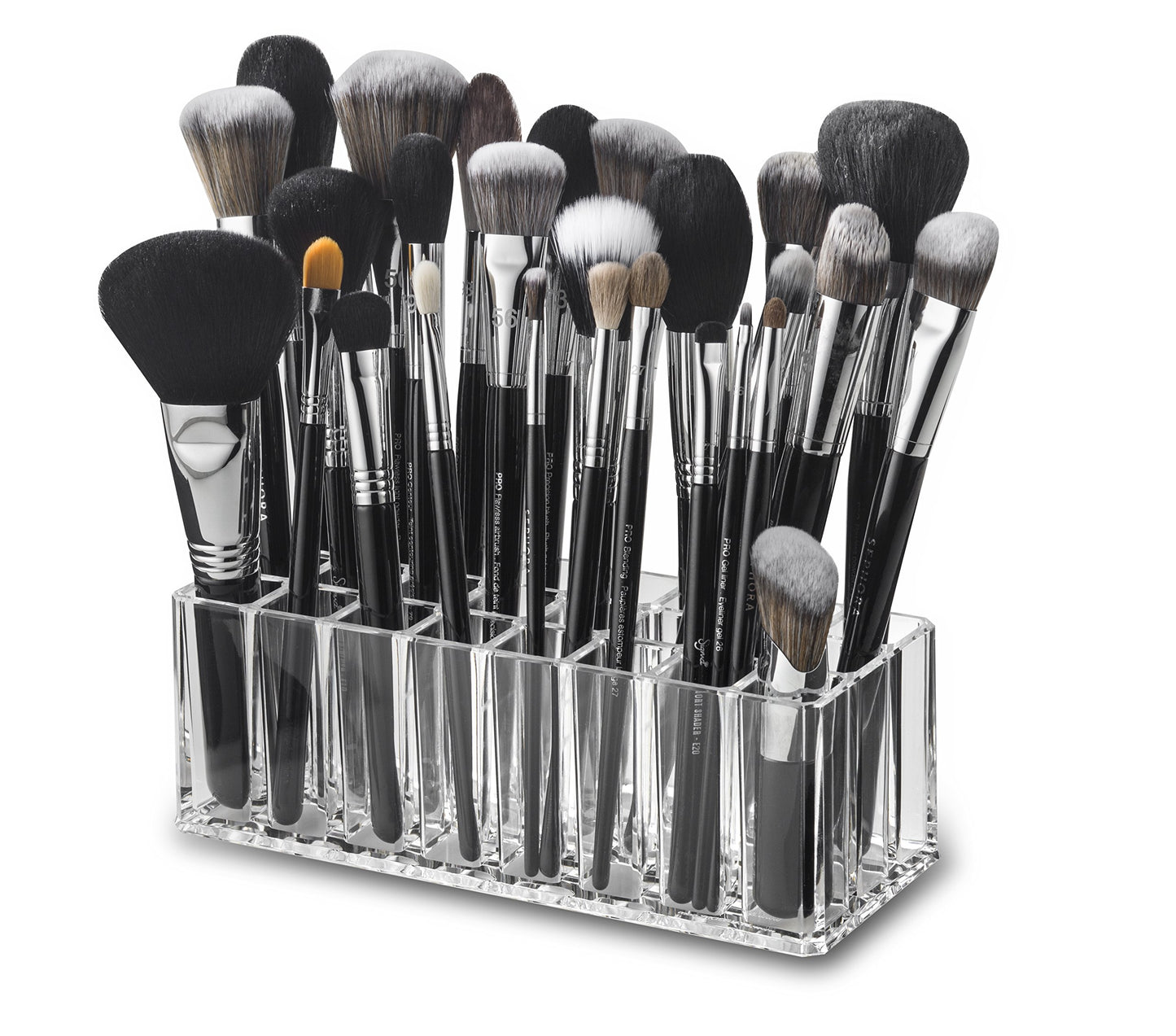 (Set) Acrylic Lipstick Organizer & Makeup Brush Organizer 48 Space Storage Refillable Container Beauty Cosmetic Display Case