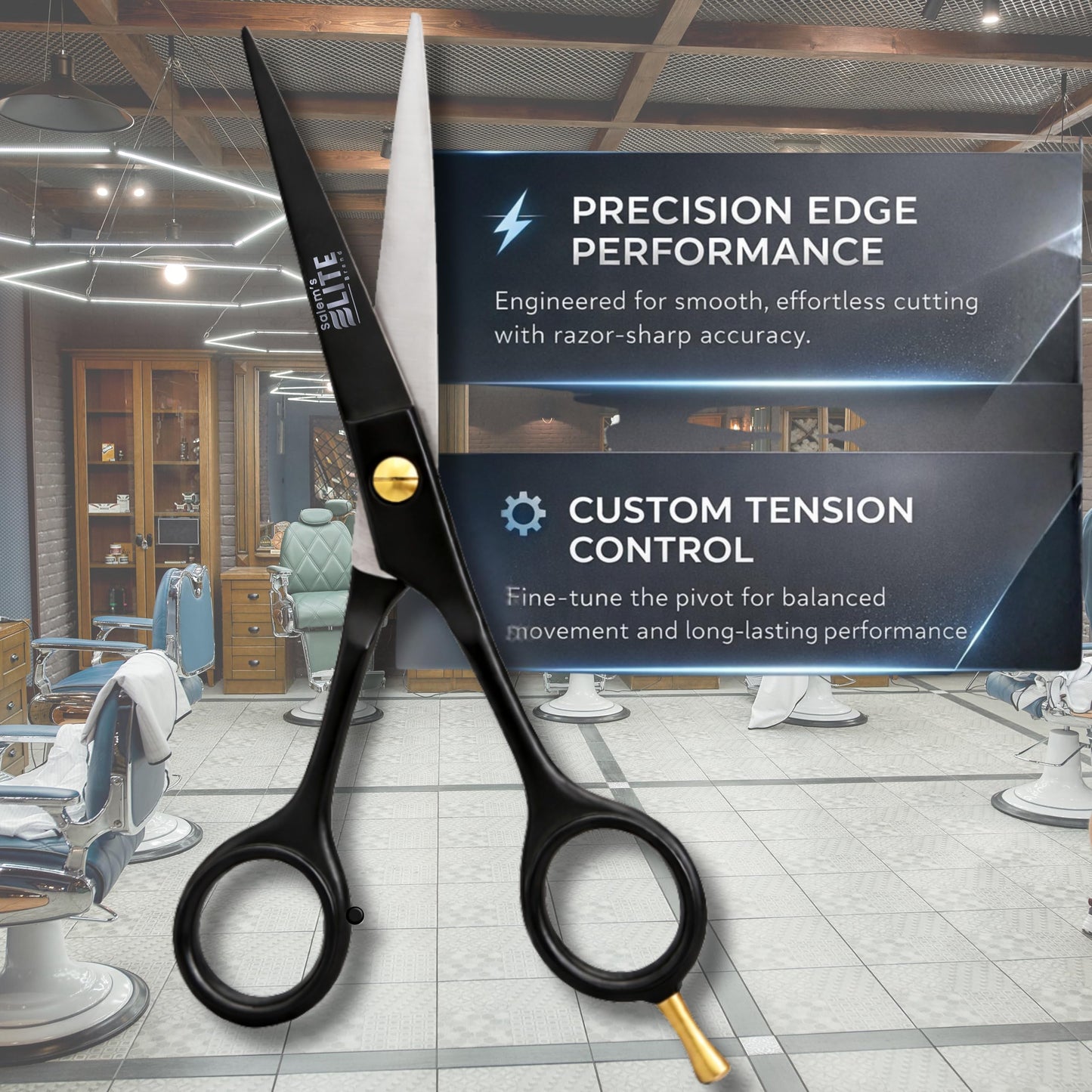 Professional Hair Cutting Scissors 6.5” – Professional Barber Shears for Men & Women – Premium High Carbon Stainless Steel Salem's Elite Hair Scissors – Sharp, Ergonomic Hair Shears for Salon & Home