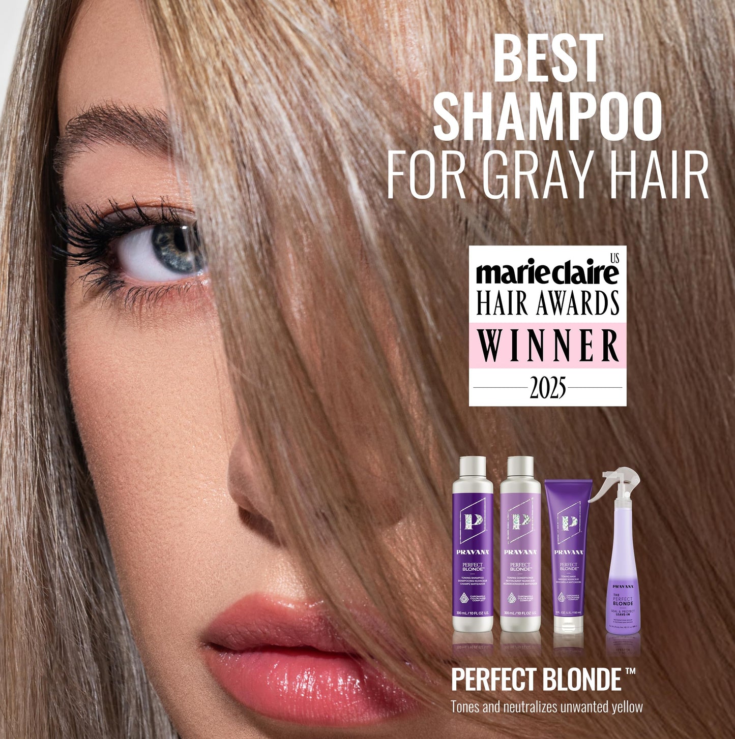 Pravana The Perfect Blonde Seal & Protect Leave-In Conditioner | Neutralizes Brassy, Yellow Tones | For Color-Treated Hair | Detangles, Protects, Moisturizes Strands | 10.1 Fl Oz