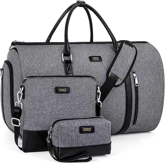 Convertible 2-in-1 Garment Bags for Travel, Carry On Garment Duffle Bag With Shoe Compartment Large Weekender Bag for Women Men Hanging Suitcase Suit Travel Duffel Overnight Bags 4pcs Set