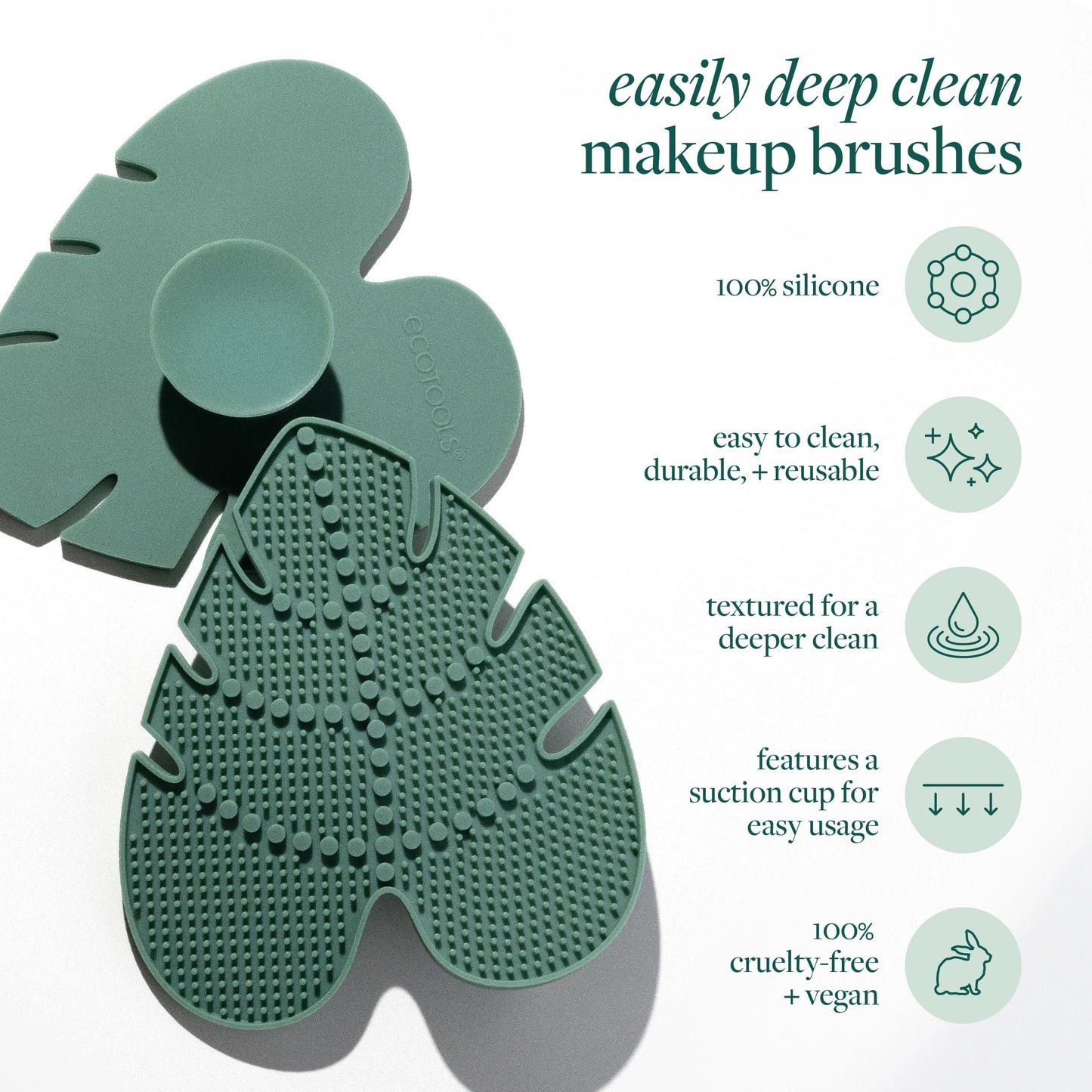 EcoTools Makeup Brush Cleansing Pad + Deep Clean Shampoo Bundle, Brush Cleaner Mat & Cleanser for Deep Cleaning Tools, Clean Formula, Cruelty-Free, & Vegan, 2 Piece Set