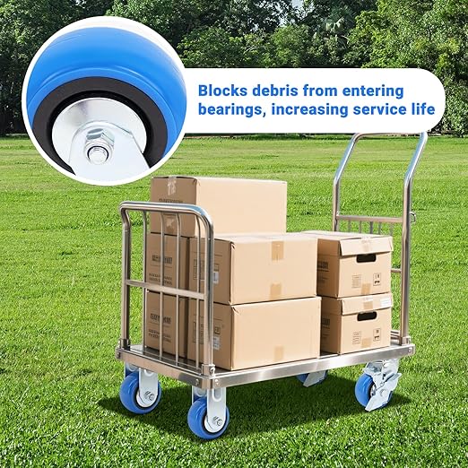 W B D WEIBIDA 4 Inch Heavy Duty Casters Set of 4, Smooth Rolling Caster Design for Cart Wheels, 2500 LBS Industrial Grade Castors with Upgraded Thickened Bracket, Durable Castors (2 Brake & 2 Rigid)
