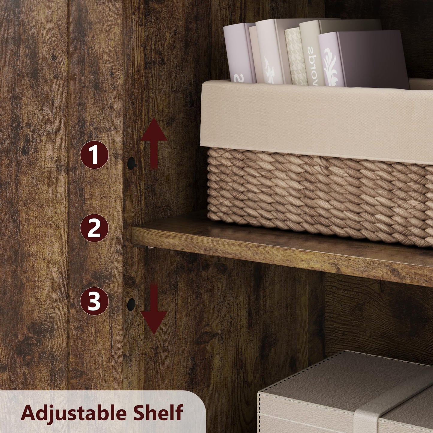 IDEALHOUSE 50" Tall Bathroom Cabinet, Freestanding Bathroom Storage Cabinet with 4 Doors and Adjustable Shelves, Cupboard Modern Storage Cabinet for Kitchen, Pantry, Living Room, Rustic Brown