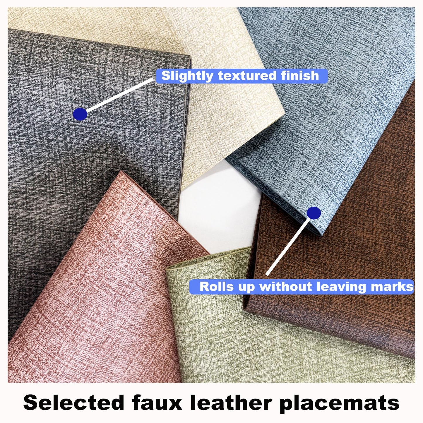 SHUFGY Faux Leather Placemats Set of 6, 11.8"x17.7" Reversible Table Mats - Waterproof, Stain & Heat Resistant, Easy Clean for Dining, Gatherings, Outdoor (Brown)
