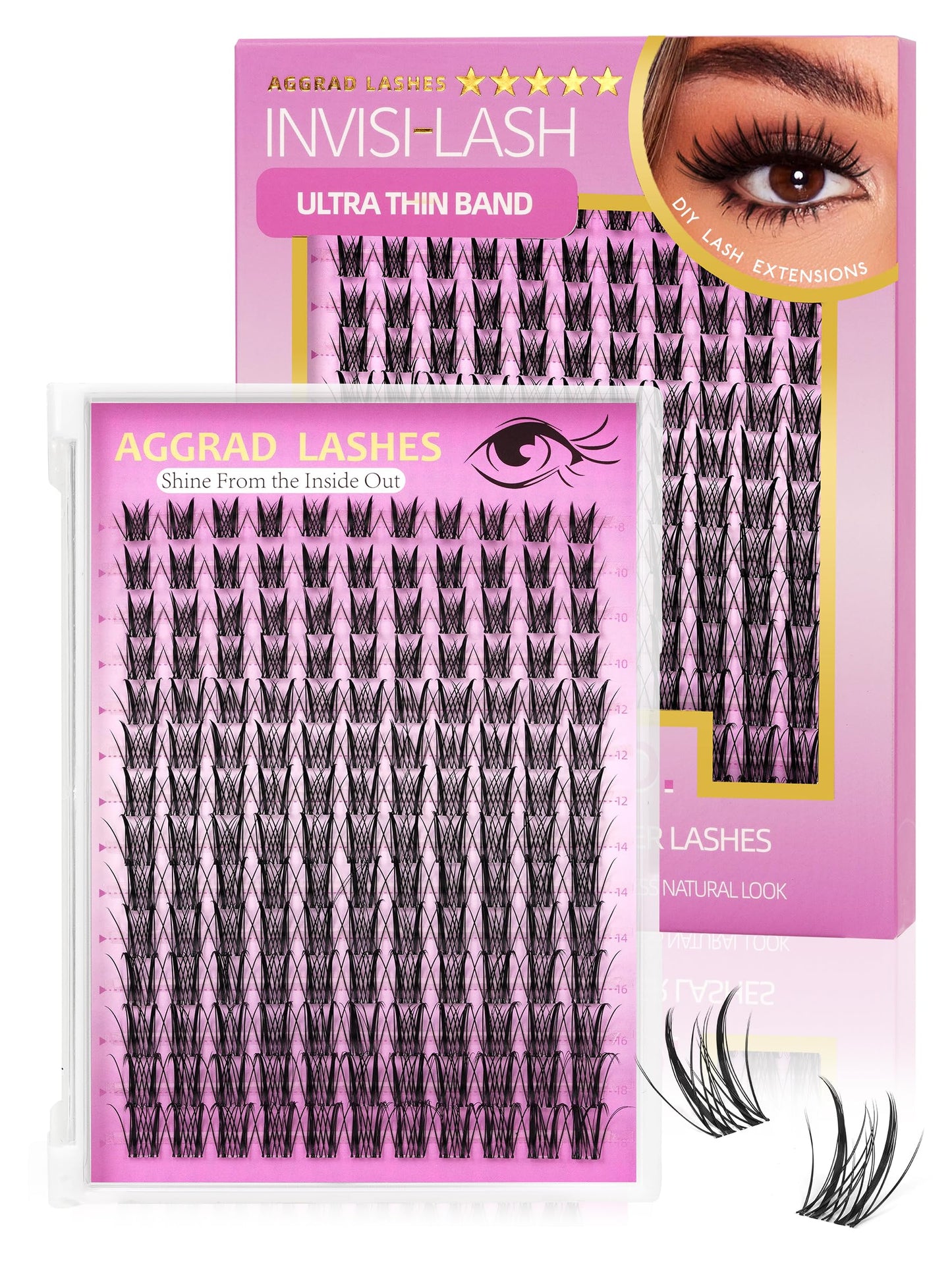 Aphrodite Lash Clusters Wispy Natural 8-18mm Eyelash Clusters Extension Kit - WideSpan DIY False Lash Extensions Spiky Lashes Individual Lashes with Ultra-Thin Invisible Wide Lash Band