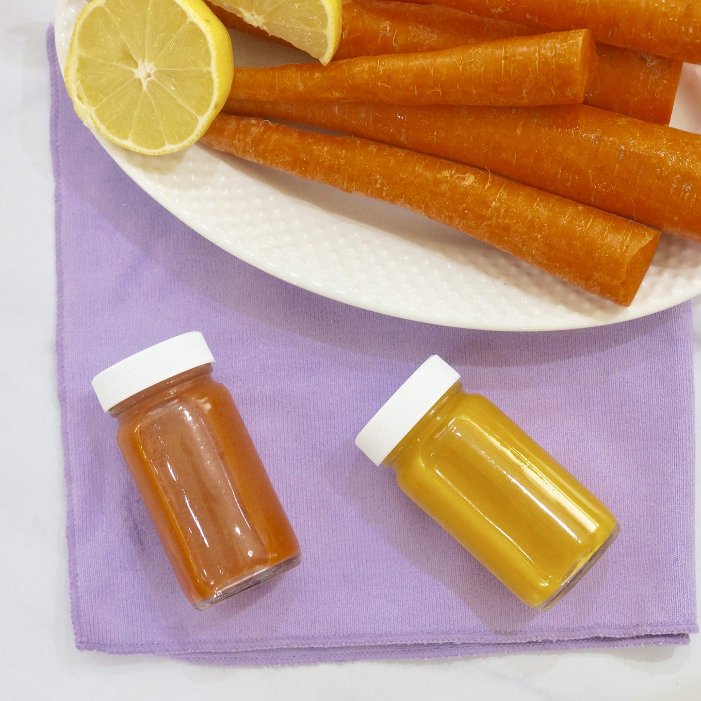 2oz Juice Shot Bottles with Caps - Wide Mouth for Juicing, Beverage Storage, Liquids, Clear Small Glass Bottles with White Caps, Reusable Ginger Shots Bottles, Leak Proof, Jars (8 pack)