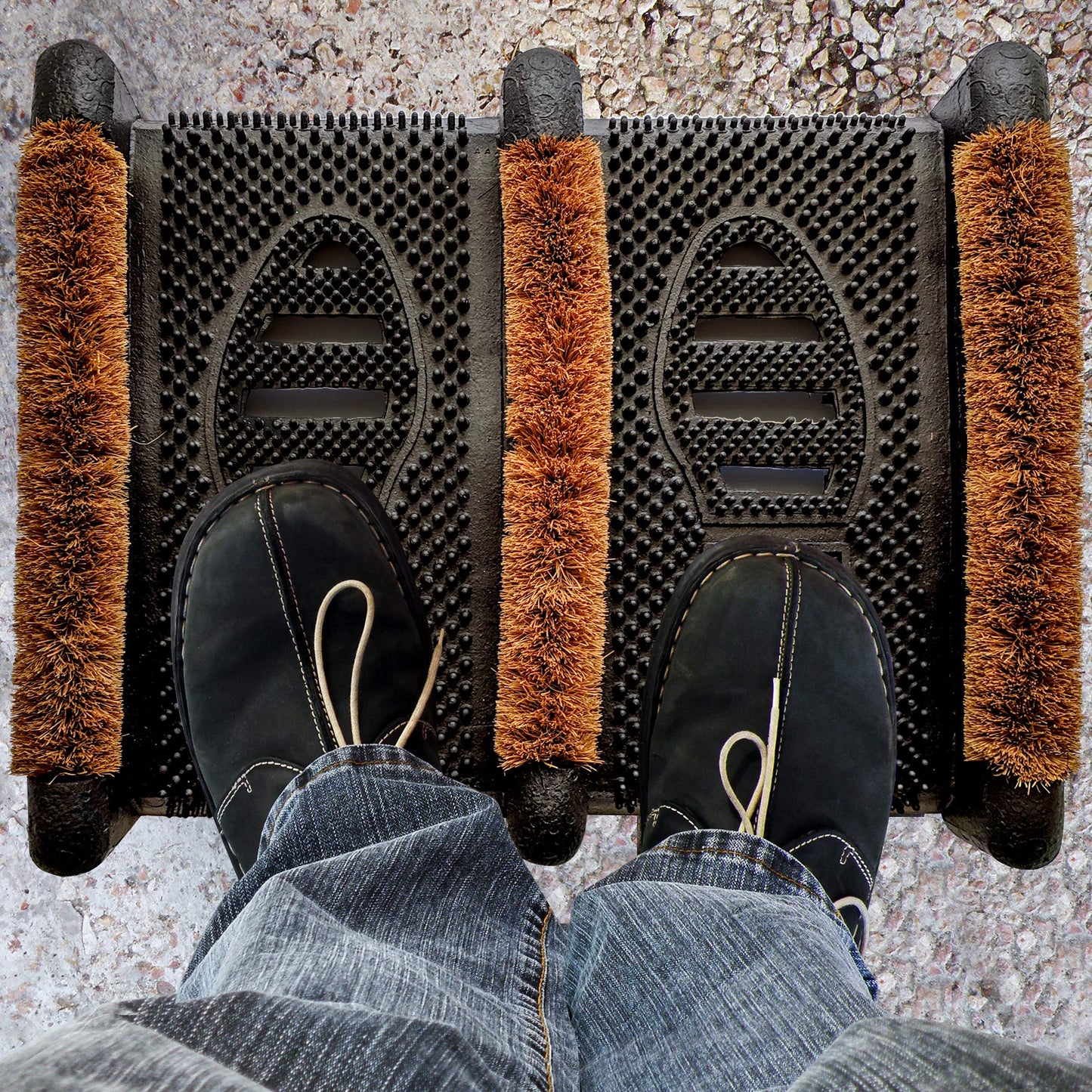 NINAMAR Mud Scrubber Rubber Brush Mat - Scrub & Scrape Muddy Shoes - 1 Pack