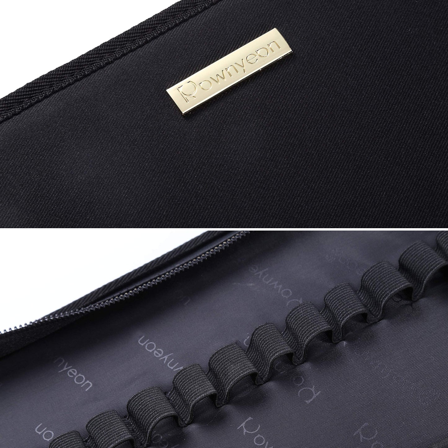 ROWNYEON 67 Slot Lipstick Organizer Bag - Large Capacity Multi-Layer Travel Makeup Case, Waterproof Oxford Lip Gloss & Marker Pen Holder with Elastic Straps for Makeup Artists (Black)