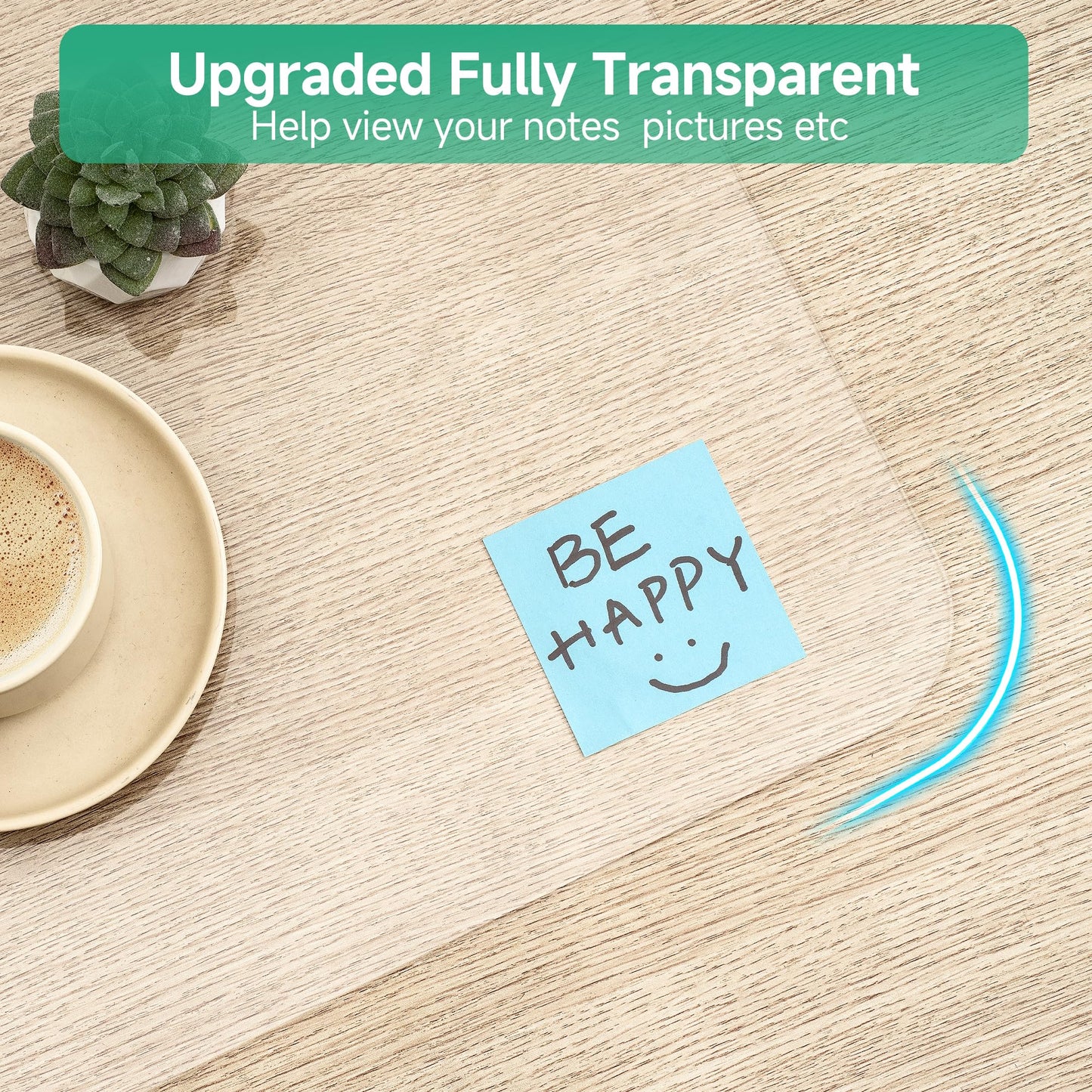 NATRKE Clear Desk Mat Pad, 35.4" X 15.7" Large Transparent Desk Protector, 1.5mm PVC Waterproof Non-Slip Writing Desk Pad Blotter for Desktop Home Office, 90 x 40 cm