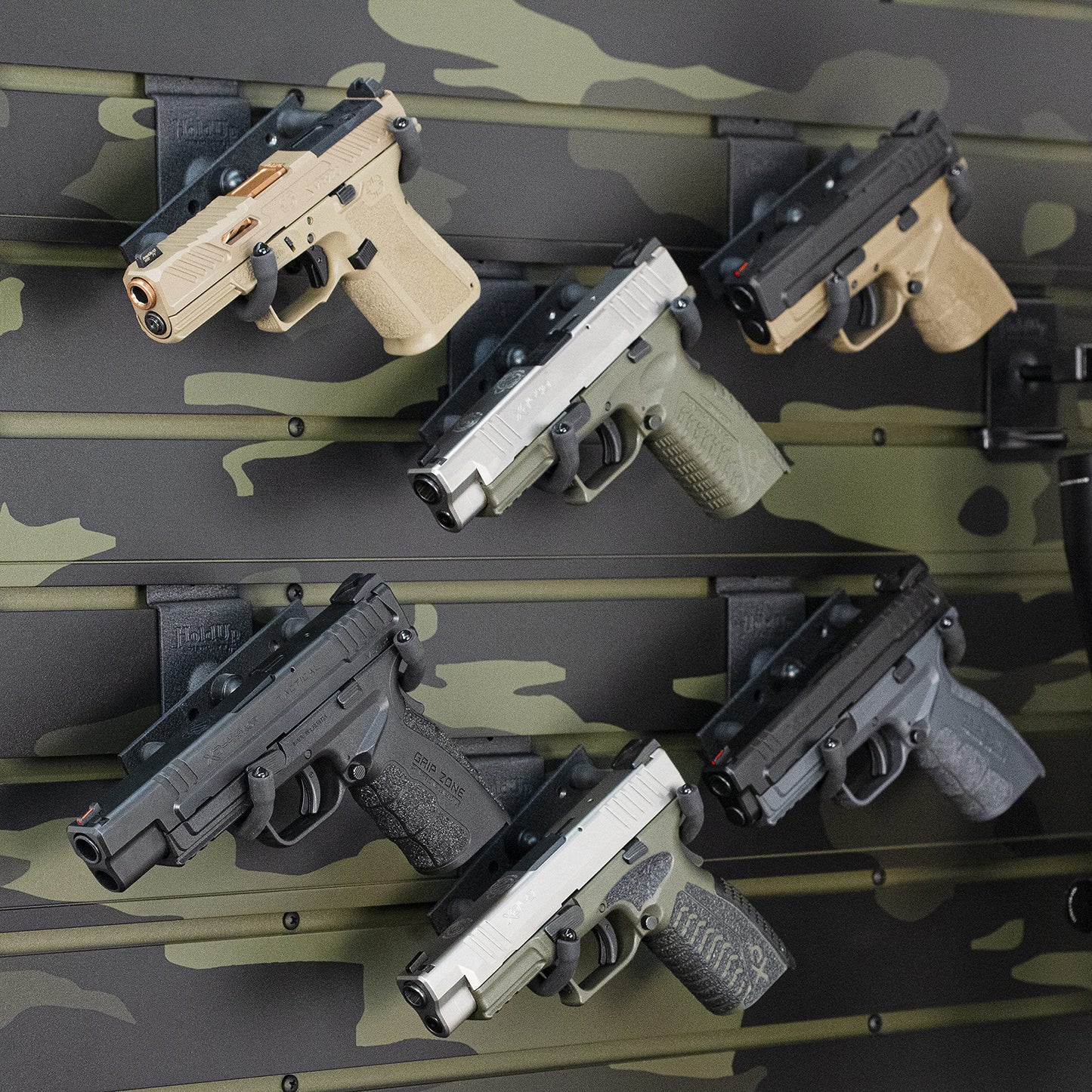 Hold Up Displays Pistol Holder for 3" Slatwall Handgun Display