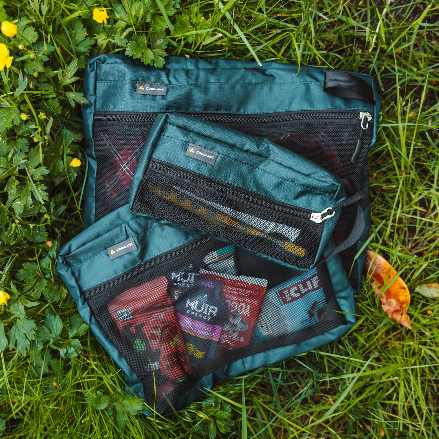 Coghlan's Organizer Bags Set - 3 Sizes (7.5"x3.5", 10"x8", 12"x10") - Lightweight Oxford Ripstop with Mesh Front, Zippered Access - Ideal for Camping Gear, Travel Essentials, and Storage Solutions
