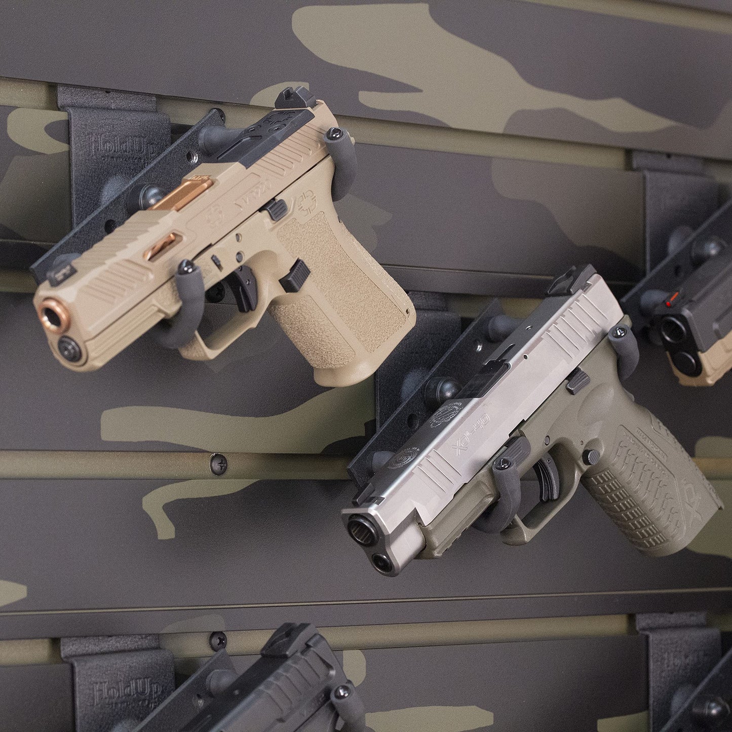 Hold Up Displays Pistol Holder for 3" Slatwall Handgun Display